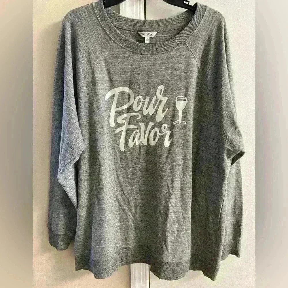 WILDFOX Crewneck Sweatshirt Large Heather Grey